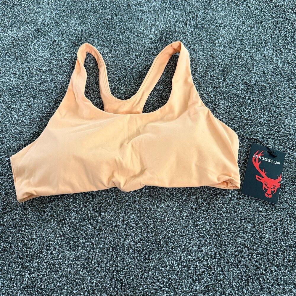 Bucked Up Solstice Sports Bra Womens Size L Light Peach Racerback Pullover